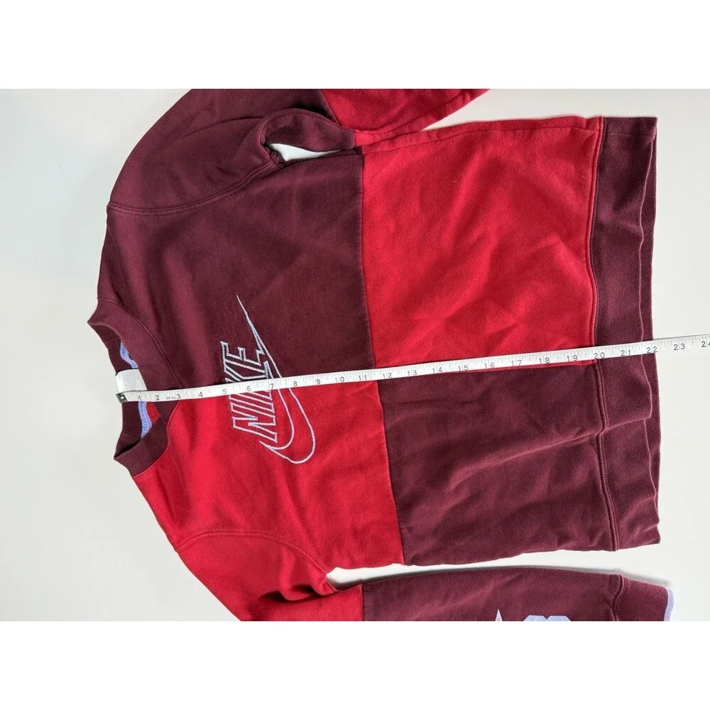 Nike Color Block Crewneck Sweatshirt Blue Ribbon Sports Red Burgundy Size L
